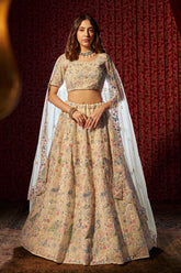 Georgette Lehenga with Minimalist Embroidery and Soft Pastel Tones
